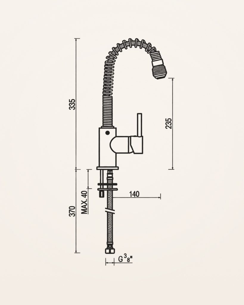Arábico · Cozinha com mola — desenho técnico
