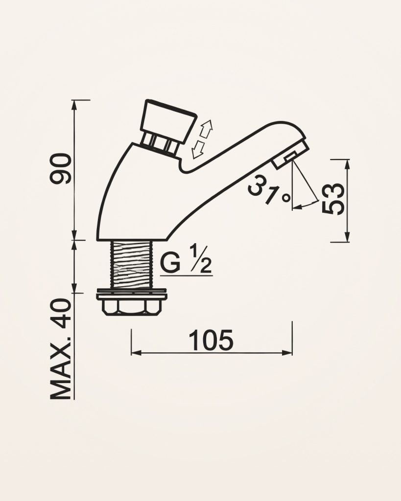 Arafura 002 · Lavatório temporizada — desenho técnico