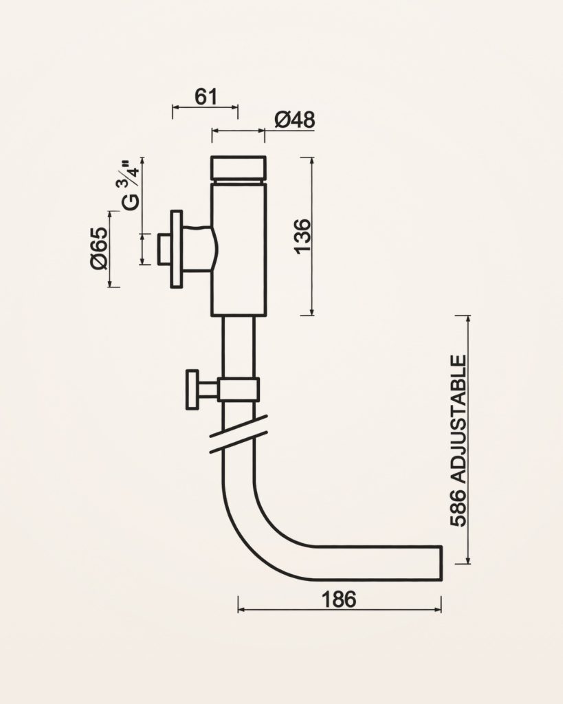 Arafura · Fluxómetro de sanita — desenho técnico