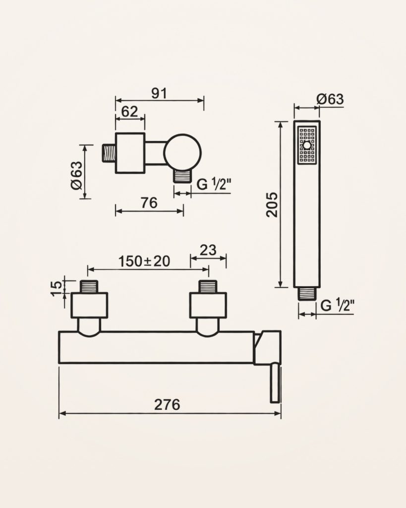 Báltico · Base de chuveiro — desenho técnico