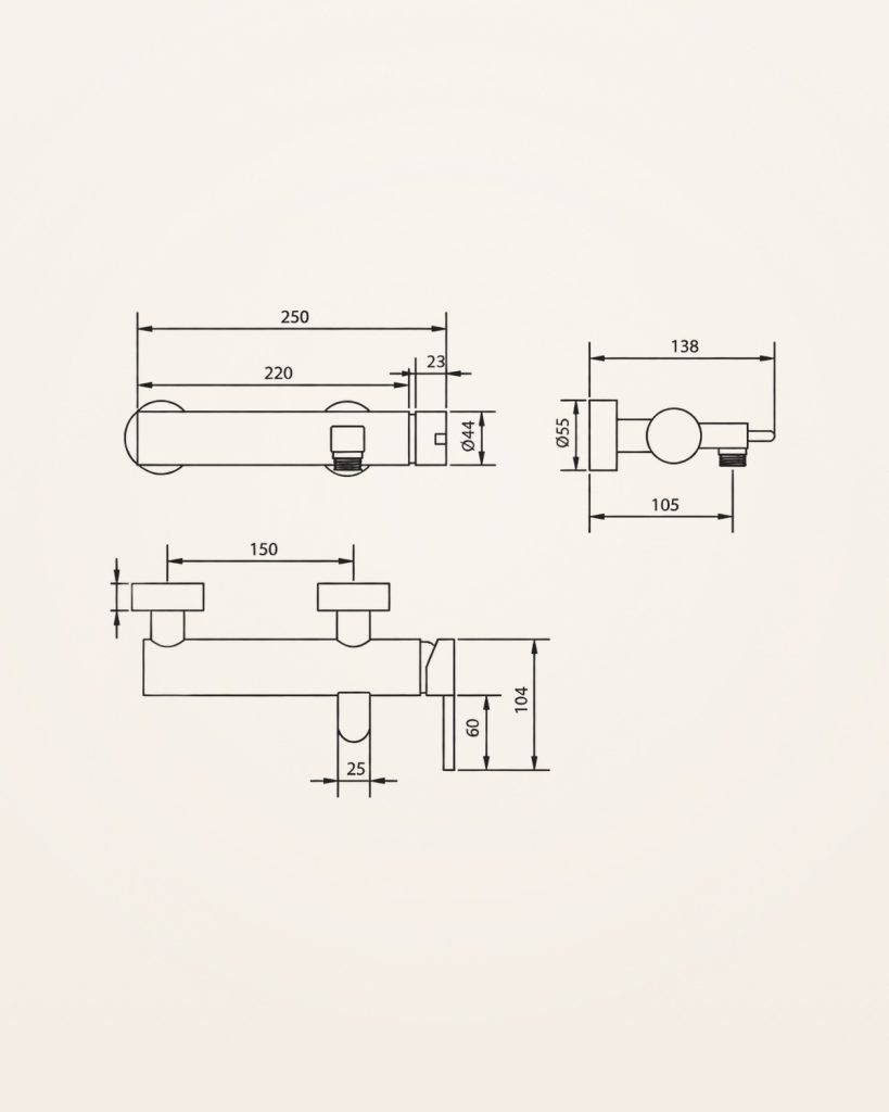 Bilbau · Base de chuveiro — desenho técnico