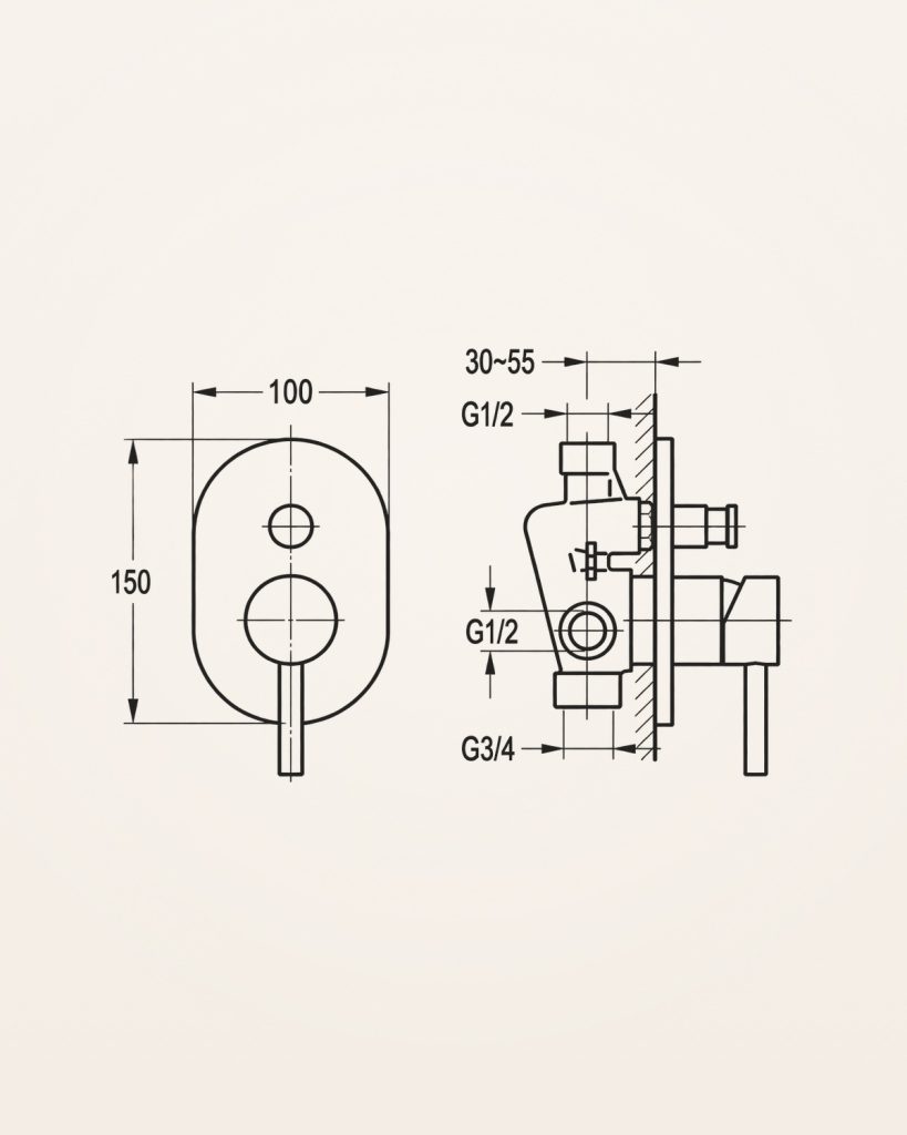 Bilbau · Base de encastrar — desenho técnico