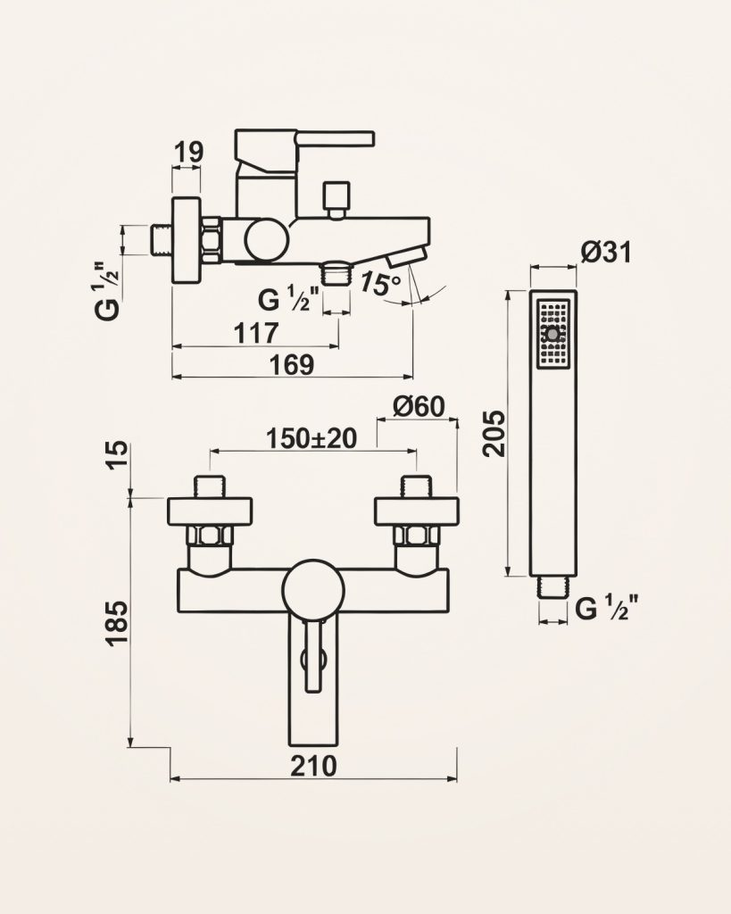 Biscaia · Banheira — desenho técnico