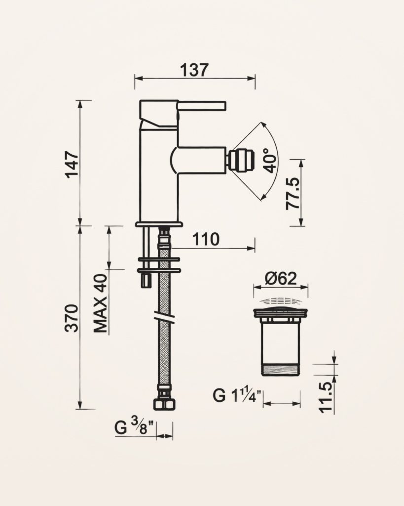Biscaia · Bidé — desenho técnico
