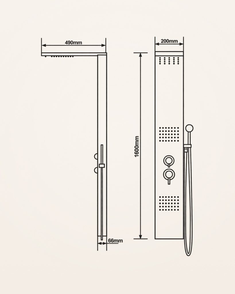 Colunas de duche — desenho técnico