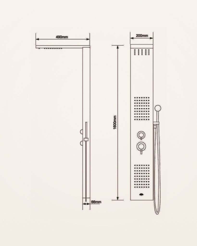 Colunas de duche — desenho técnico
