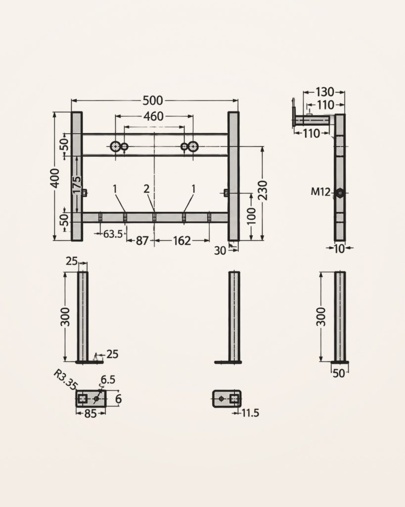Estrutura de bidé — desenho técnico