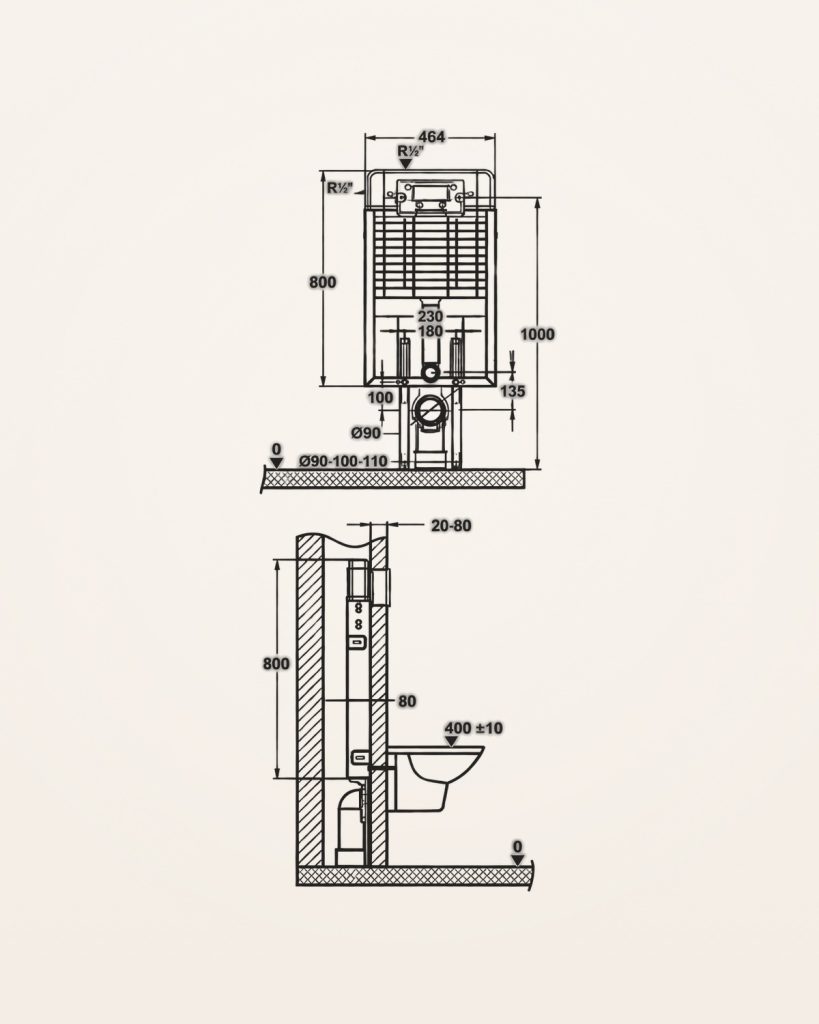 Estrutura de sanita para alvenaria — desenho técnico