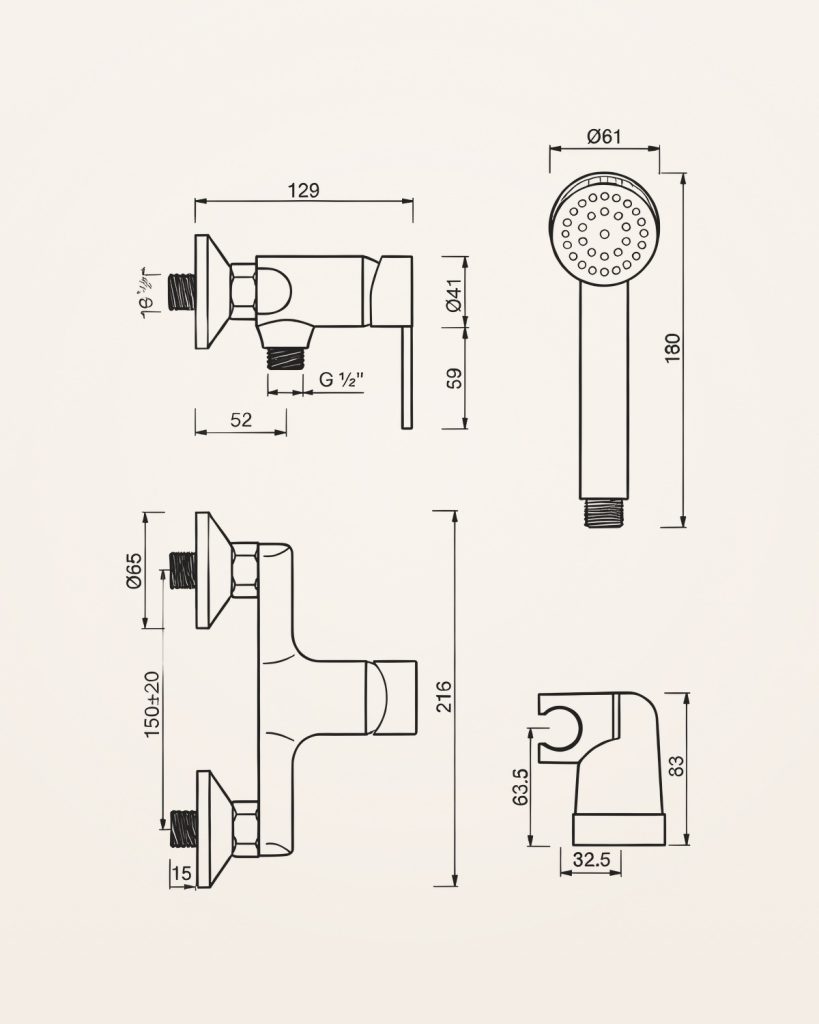 Lis · Base de chuveiro — desenho técnico