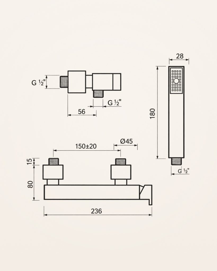 Sidra · Base de chuveiro — desenho técnico