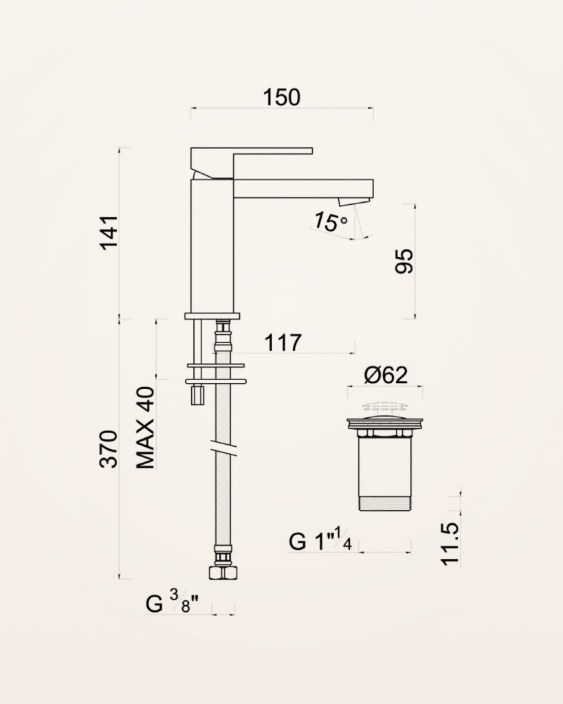 Sidra · Lavatório — desenho técnico