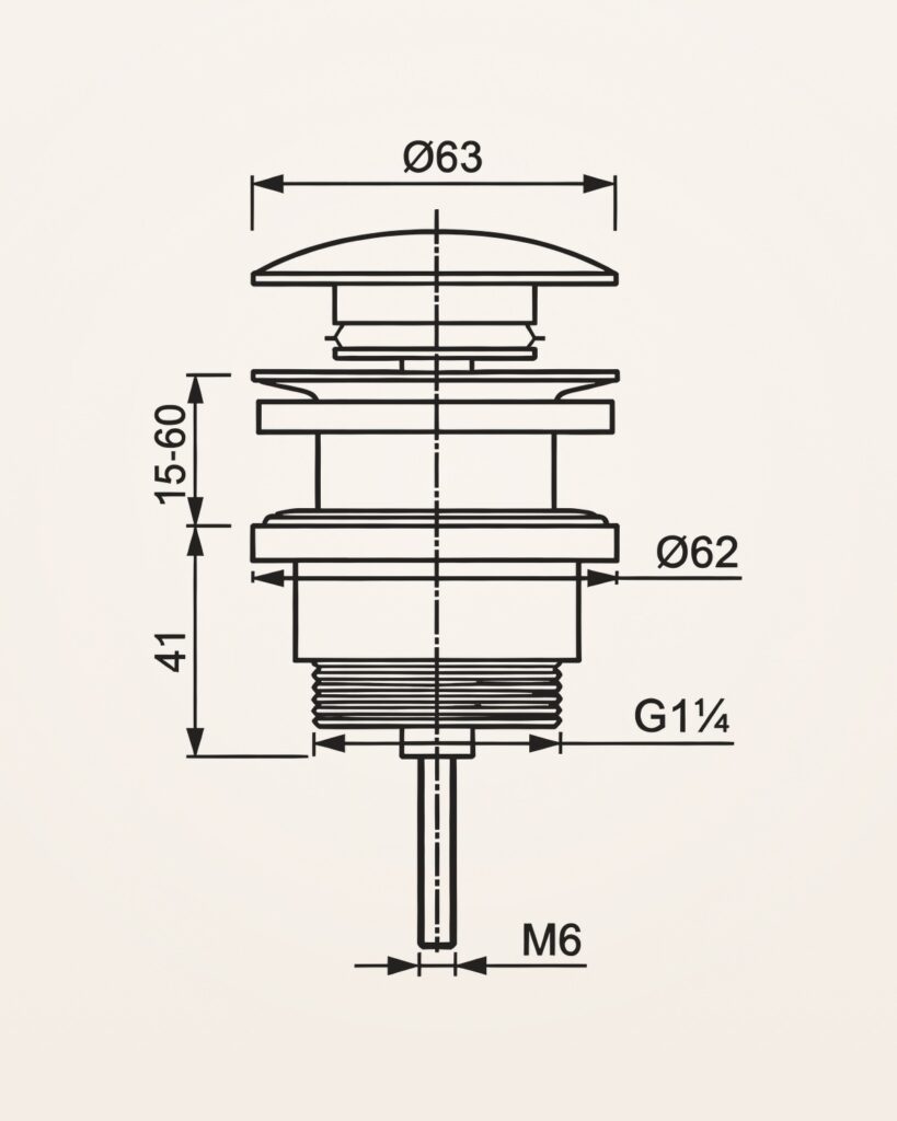 Válvula clic A47 — desenho técnico